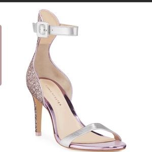 SOPHIA WEBSTER SILVER GLITTER NICOLE HIGHT HEEL SANDAL